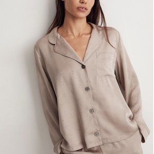 NWT Madewell Night Stars Satin Bedtime Long-Sleeve Pajama Top